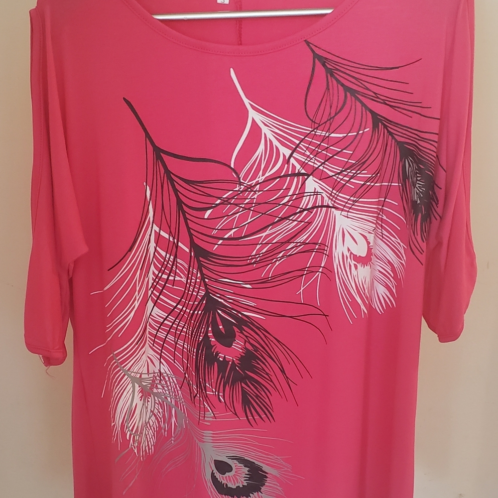 Small Light Neon Pink Shirt with Arm cut-outs.